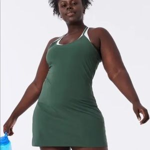 Outdoor Voices Forest Green Exercise Dress With Shorts Bodysuit Liner Size XL